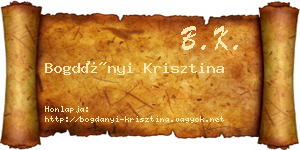 Bogdányi Krisztina névjegykártya